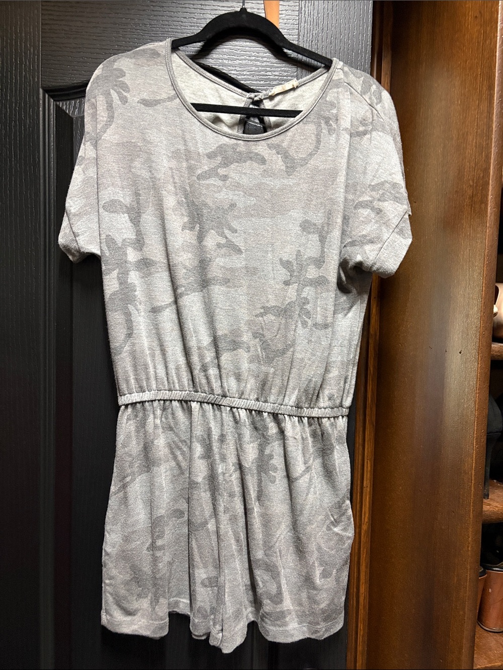 Women’s Gray Camouflage Short-Sleeve romper